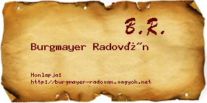 Burgmayer Radován névjegykártya